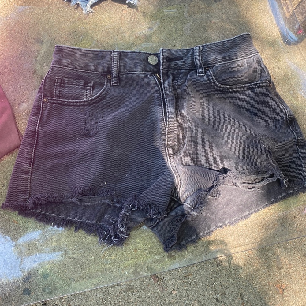 PacSun black ripped jean shorts